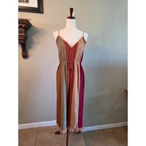Storia Women's Bohemian Striped Ruffled Jumpsuit Romper SZ Medium